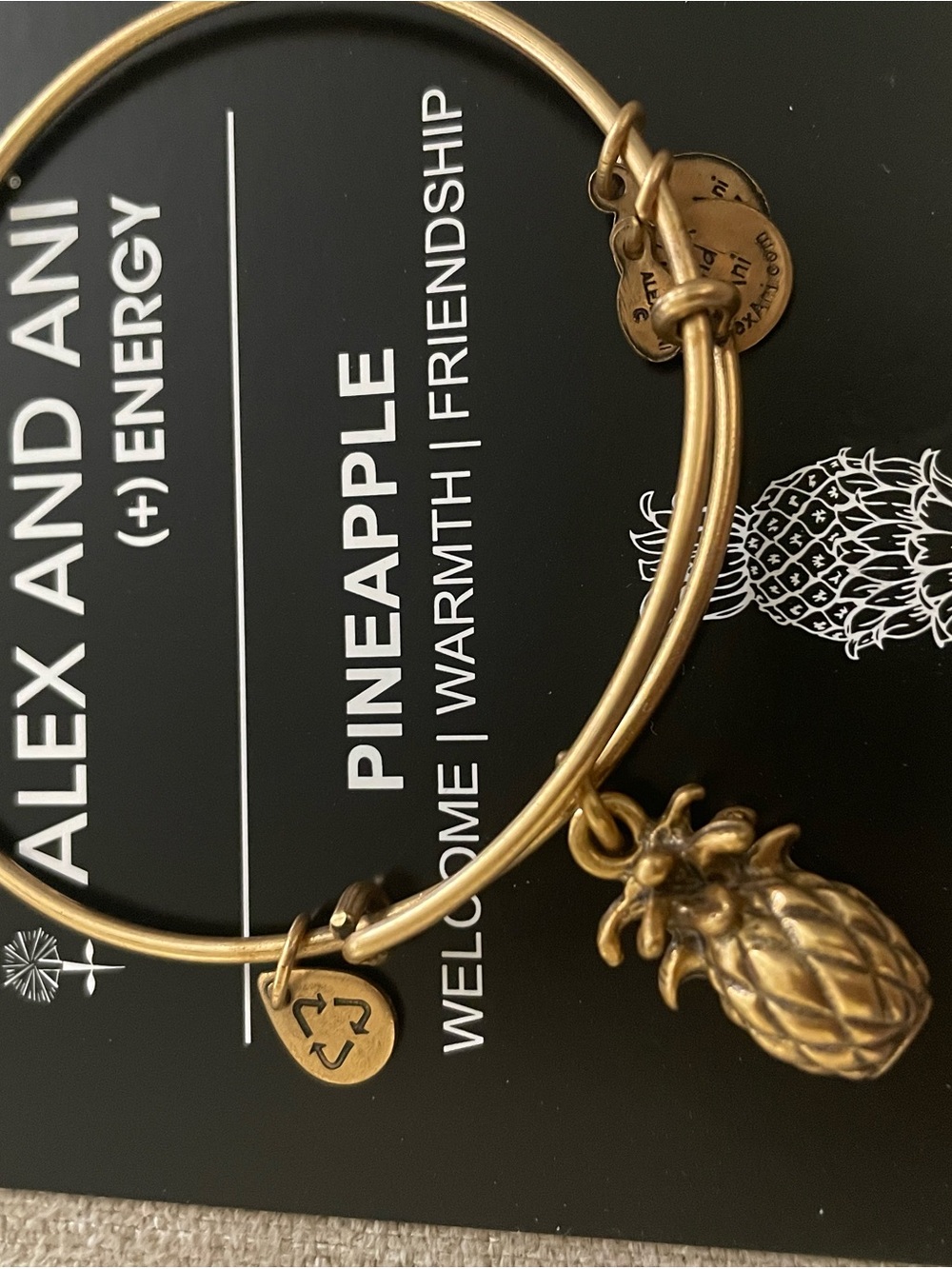Alex and Ani Gold Pineapple Charm Bracelet